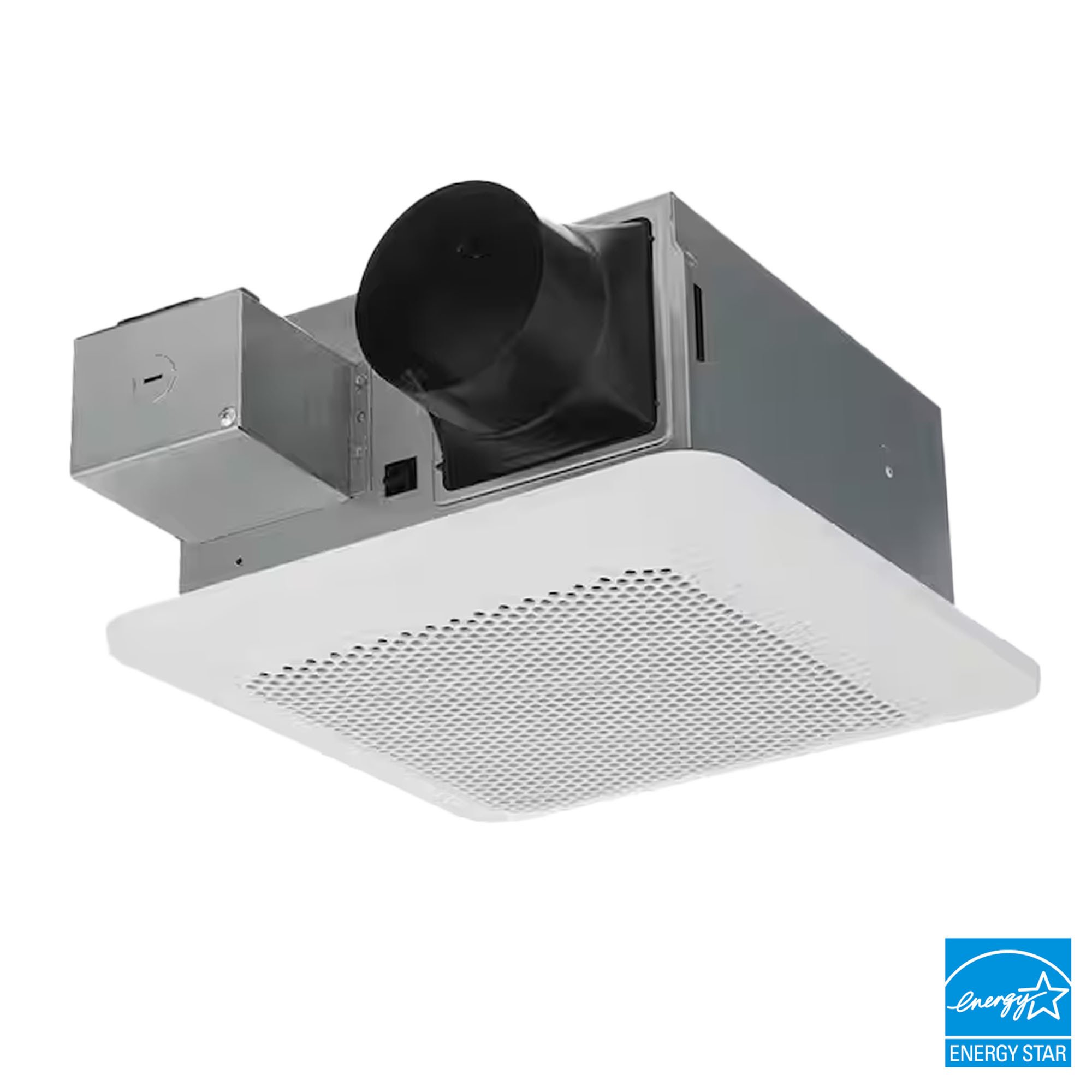 Bathroom exhaust fan with square grille
