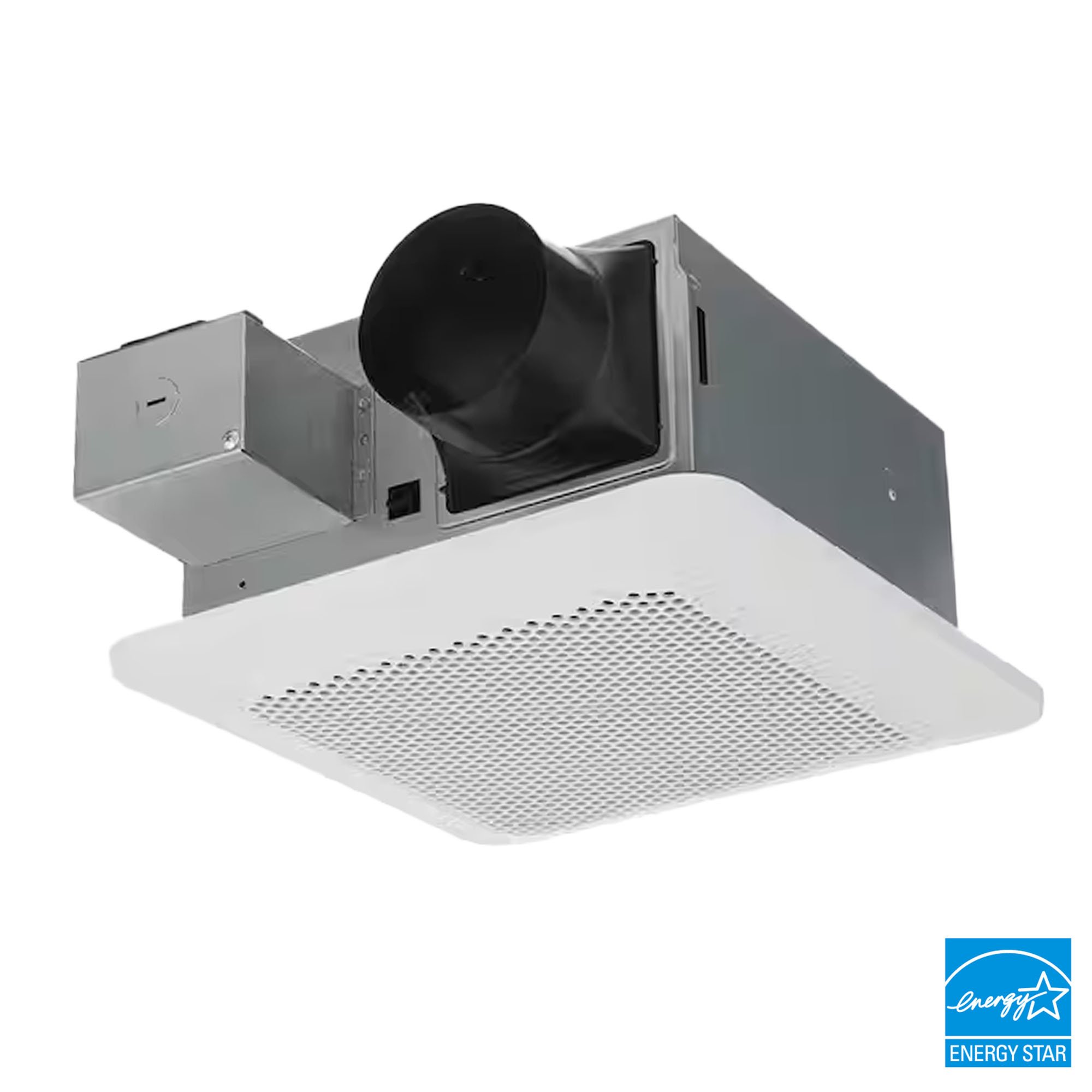 Bathroom exhaust fan with square grille